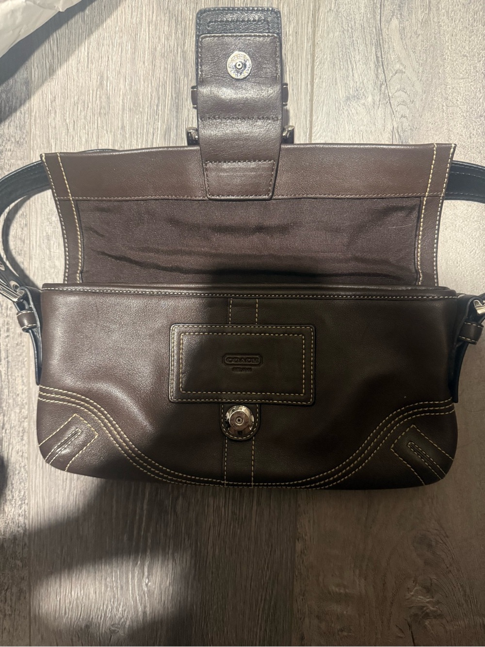 Vintage Y2k Coach Soho Dark Brown Baguette Shoulder